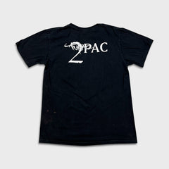 Vintage Y2K 2Pac T Shirt Mens Large Black Full Print Faded Tupac Shakur Rap Tee