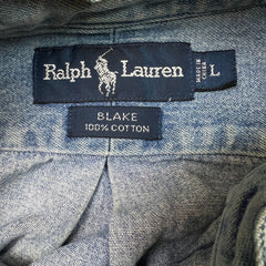 Vintage 90s Polo Ralph Lauren Denim Shirt Mens Large Blue Blake Casual Button Up