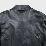 Vintage Y2K Leather Jacket Mens XL Black Moto Biker Multi Zipper Heavy Bomber