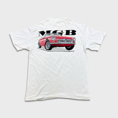 Vintage 90s MG MGB T Shirt Mens Large White USA Sports Car Single Stitch Tee