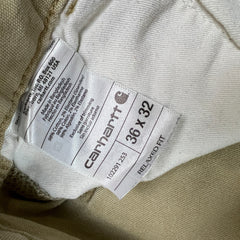 Carhartt Pants Mens 36x32 Beige Relaxed Fit Workwear Carpenter Straight Baggy