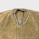 Vintage 90s Suede Jacket Mens Medium Beige Full Zip Outdoor Italian Bomber