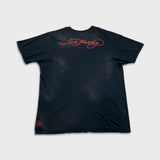 Vintage Y2K Ed Hardy Christian Audigier Pistol T Shirt Mens Large Black Faded Distressed