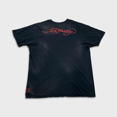 Vintage Y2K Ed Hardy Christian Audigier Pistol T Shirt Mens Large Black Faded Distressed