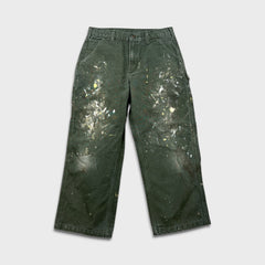 Carhartt B11 MOS Pants Mens 32x27 Green Loose Fit Washed Duck Workwear Dungaree