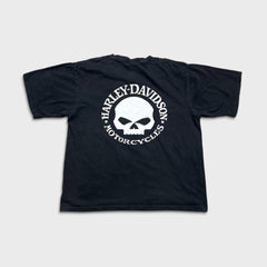 Vintage 90s Harley Davidson T Shirt Mens Large Black Skull Graphic Faded Tee