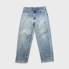 Vintage 90s Levi's 550 Jeans Mens 34x29 Blue Relaxed Fit Tapered Leg Frayed Denim
