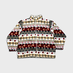 Alfred Dunner Fleece Womens Large White Floral Full Zip Jacket