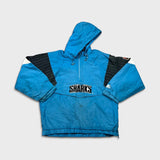 Vintage 90s Starter San Jose Sharks Jacket Mens Large Blue 1/4 Zip NHL Hockey Pullover