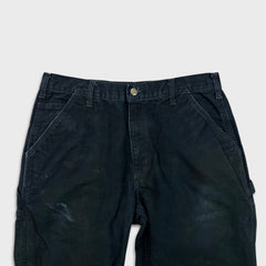 Carhartt B11 Pants Mens 34x27 Black Loose Fit Washed Duck Workwear Dungaree