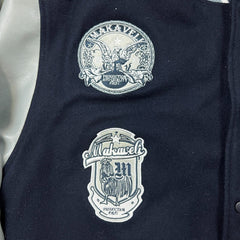 Vintage Y2K Makaveli Leather Jacket Mens Large Blue Tupac Shakur Varsity Letterman