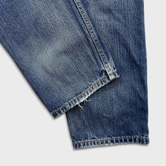 Levi's 505 Jeans Mens 34x30 Blue Regular Fit Straight Leg Distress Dark Wash Pants