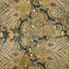 Vintage 90s Anchor Blue Batik Shirt Mens Large Yellow Paisley Floral Rayon Hawaiian Button Up