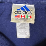 Vintage Adidas 90s Polo Shirt Mens Large Blue 3 Stripes 1/4 Zip Faded Spell Out
