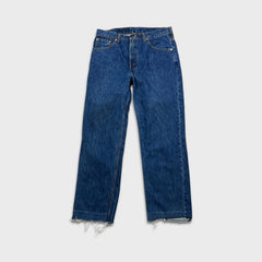 Vintage 90s Levi's 516 Jeans Mens 34x30 Blue Slim Fit Straight Leg Frayed Denim Pants