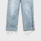 Levi's Ribcage Straight Jeans Womens 28x27 Blue High Rise Light Wash Distressed Denim Pants