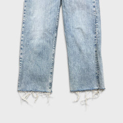 Levi's Ribcage Straight Jeans Womens 28x27 Blue High Rise Light Wash Distressed Denim Pants