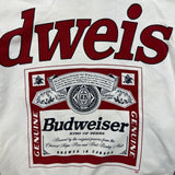 Vintage 90s Budweiser Hoodie Mens Medium White King of Beer Hooded Sweater