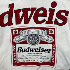 Vintage 90s Budweiser Hoodie Mens Medium White King of Beer Hooded Sweater
