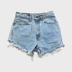 Vintage 90s Levi's 521 Jeans Womens 27x4 Blue Distress Cut Off Frayed Shorts
