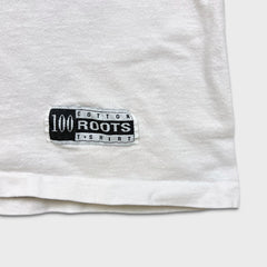 Vintage 1992 Roots Canada T Shirt Mens XL White USA Single Stitched Graphic Tee
