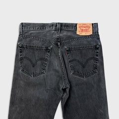 Vintage Y2K Levi's 505 Jeans Mens 33x32 Black Regular Fit Straight Leg Dark Wash Faded Denim Pants