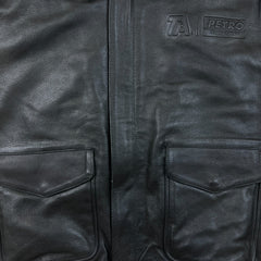 Vintage Y2K Ultra One Platinum TA Petro Leather Jacket Mens Medium Black A2 Flight Bomber