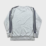Adidas Sweatshirt Mens Large Gray Essentials Stripe Spell Out Pullover Crewneck