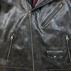 Levi's Faux Leather Motorcycle Jacket Mens Large Brown Full Asymmetrical Zip