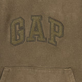 Vintage Y2K Gap Fleece Mens Medium Brown Spell Out Outdoor Hooded Pullover Jacket