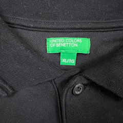 United Colors of Benetton Polo Shirt Mens XL Black Coolmax Short Sleeve Golf