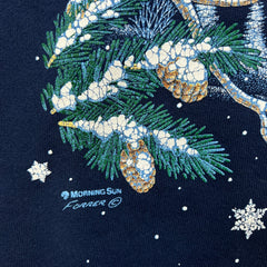 Vintage 90s Christmas Winter Sweatshirt Mens Large Blue USA Animal Pullover