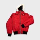 Moose Knuckles Jacket Mens Small Red Original Ballistic Bomber Fur Heavy Full Zip Down Coat