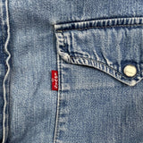 Vintage 90s Levi's Denim Shirt Men Medium Blue Light Wash Western Button Up