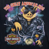 Vintage 1991 Harley Davidson Great American Hog T Shirt Mens Medium Black 3D Emblem USA