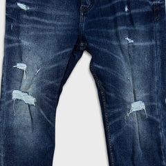Diesel Jeans Mens 35x30 Blue Thavar Regular Slim Skinny Distressed Frayed Denim Pants