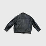 Vintage 90s Danier Leather Jacket Mens XL Black Heavyweight Full Zip Coat