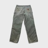 Carhartt B159 Pants Mens 34x32 Green Loose Fit Canvas Carpenter Workwear Dungaree