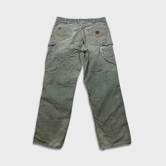 Carhartt B159 Pants Mens 34x32 Green Loose Fit Canvas Carpenter Workwear Dungaree