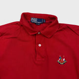 Vintage 1987 Polo Ralph Lauren Shirt Mens Medium Red Crossed Flags Crest Short Sleeve