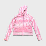 Lululemon Scuba Hoodie Womens Size 10 Pink Striped Full Zip Hooded Sweater