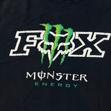 Vintage Fox Racing Monster Energy T Shirt Mens 2XL Black Double Sided Faded Tee