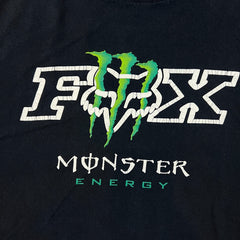 Vintage Fox Racing Monster Energy T Shirt Mens 2XL Black Double Sided Faded Tee