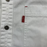 Vintage 90s Levi's Denim Shirt Mens Medium White Red Tab Light Wash Button Up