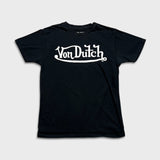 Von Dutch T Shirt Mens Small Black Spell Out Graphic Short Sleeve Tee