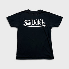 Von Dutch T Shirt Mens Small Black Spell Out Graphic Short Sleeve Tee