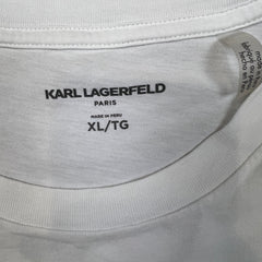 Karl Lagerfeld Paris T Shirt Mens XL White Ikonik Avatar Logo Distressed Tee