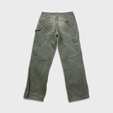 Carhartt Pants Mens 32x32 Green Distress Original Dungaree Fit Workwear Carpenter
