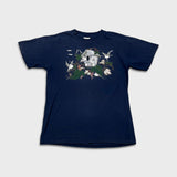 Vintage 90s Birdhouse Animal T Shirt Mens Medium Blue Sun Faded Nature Art Tee