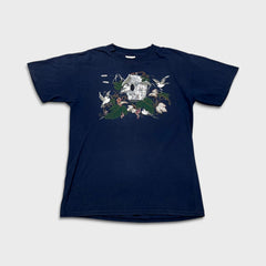 Vintage 90s Birdhouse Animal T Shirt Mens Medium Blue Sun Faded Nature Art Tee